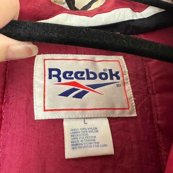 Vintage Reebok SF 49ers Retro Puffer Jacket Insulated Big Logo NFL Red M - Picture 5 of 8